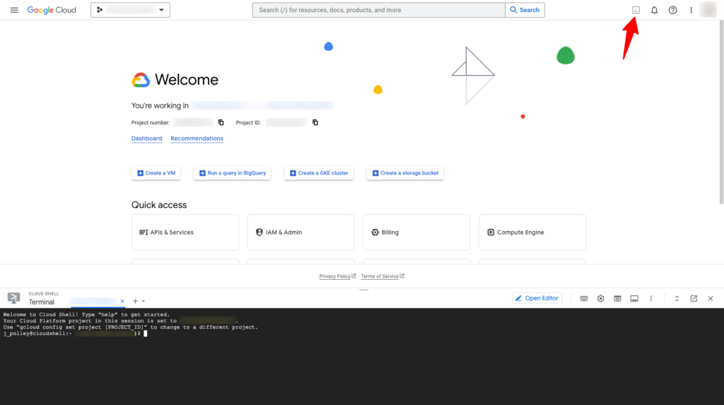 Open the Cloud Shell